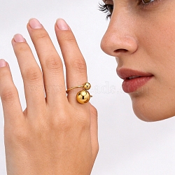 304 Stainless Steel Cuff Open Rings, Round, Golden, 19mm, Inner Diameter: 20mm(RJEW-D353-01G)