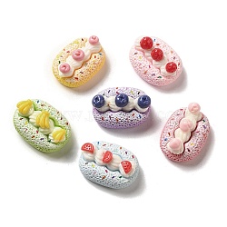 Opaque Resin Decoden Cabochons, Strawberry Cake, Imitation Food, Mixed Color, 27x20x15mm(RESI-Z022-01)