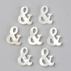 Natural White Shell Mother of Pearl Shell Beads, Top Drilled Beads, Number, And Symbol, WhiteSmoke, 10x8x2mm, Hole: 0.9mm(SSHEL-R048-003)