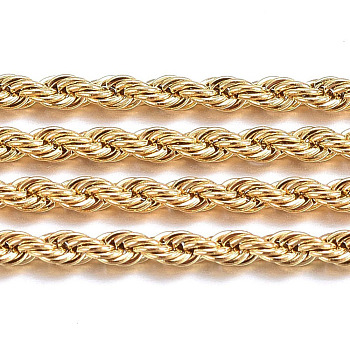 Handmade Ion Plating(IP) 304 Stainless Steel Rope Chains, Unwelded, with Spool, Golden, 2.3mm, about 32.8 Feet(10m)/roll