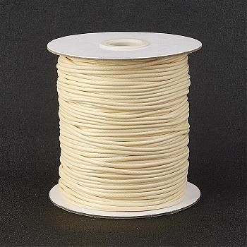 Eco-Friendly Korean Waxed Polyester Cord, Cornsilk, 1mm, about 169.51~174.98 Yards(155~160m)/Roll