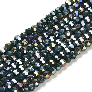 Opaque Glass Beads Stands, AB Color, Faceted(32 Facets), Round, Dark Slate Gray, 3.5x3mm, Hole: 1mm, about 168~169pcs/strand, 19.09~19.17 inch(48.5~48.7cm)