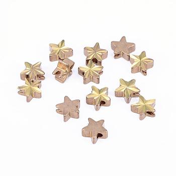 Brass Spacer Beads, Nickel Free, Star, Raw(Unplated), 5.5x2.5mm, Hole: 1.5mm