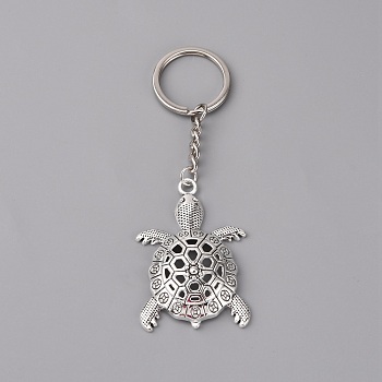 Tortoise Alloy Keychain, with  Iron Findings, Antique Silver, 11.1cm, Tortoise: 56x37x11mm