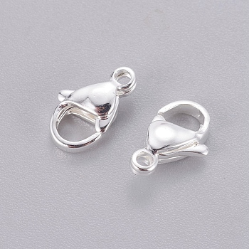 304 Stainless Steel Lobster Claw Clasps, Parrot Trigger Clasps, Silver Color Plated, 11x7x3.5mm, Hole: 1.4mm