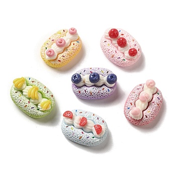 Opaque Resin Decoden Cabochons, Strawberry Cake, Imitation Food, Mixed Color, 27x20x15mm