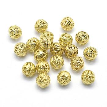 Brass Filigree Beads, Filigree Ball, Lead Free & Cadmium Free & Nickel Free, Round, Raw(Unplated), 6mm, Hole: 1mm