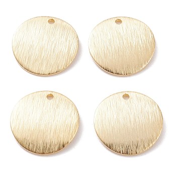 Brass Charms, Flat Round, Real 24K Gold Plated, 14x1mm, Hole: 1.2mm