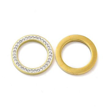 201 Stainless Steel Linking Rings, with Crystal Rhinestone, Round Ring, Golden, 18x2mm, Inner Diameter: 12.8mm