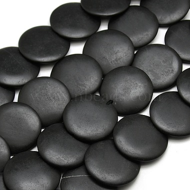 Black Flat Round Black Stone Beads