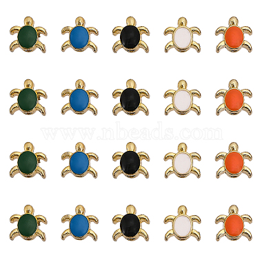 Golden Mixed Color Tortoise Alloy+Enamel Beads