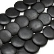 Natural Flat Round Black Stone Beads Strands(G-P062-42)-1