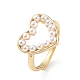 Plastic Pearl Hollow Out Heart Adjustable Ring(RJEW-L100-012G)-1