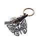 Punk Style Woven Cow Leather Alloy Pendant Keychain(KEYC-PW0006-02P)-1