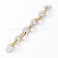 Handmade Transparent Acrylic Coffee Bean Chains, with CCB Plastic Linking Rings, Clear AB, 24x17x5mm, 19.5x14.5x4mm, 39.37 inch(1m)/strand(AJEW-JB00862-01)