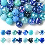 50Pcs Chunky Bubblegum Round Acrylic Beads, Blue, 20mm, Hole: 2~3mm, 50pcs/bag(SACR-CJ0001-64)