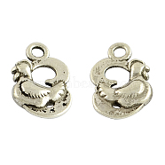 Tibetan Style Alloy Pendants, Number 3 with Hen, Lead Free & Cadmium Free, Antique Silver, 15x11x4mm, Hole: 2mm(TIBEP-GC142-AS-RS)
