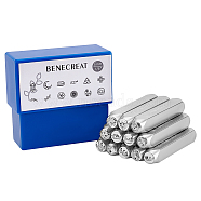 BENECREAT Iron Stamps Seal, for Imprinting Metal, Plastic, Wood, Leather, Platinum, Mixed Patterns, 65.5x10mm, Pattern: 6mm, 12pcs/box, 1 box(AJEW-BC0001-57I)