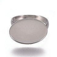 304 Stainless Steel Finger Rings Components, Pad Ring Base Findings, Oval, Stainless Steel Color, Tray: 18.5x13.5mm, Size 7, 17.5mm(STAS-M274-034P)