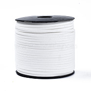 Eco-Friendly Faux Suede Cord, Faux Suede Lace, White, 3.0x1.4mm, about 98.42 yards(90m)/roll(LW-R007-3.0mm-1125)