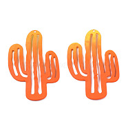 Spray Painted Iron Pendants, Cactus, Dark Orange, 49x33x3mm, Hole: 1.2mm(IFIN-N008-024C)