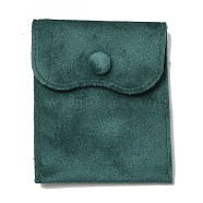 Velvet Jewelry Pouches, Jewelry Gift Bags with Snap Button, for Ring Necklace Earring Bracelet Storage, Rectangle, Dark Cyan, 9.9x7.9x0.2cm(ABAG-K001-01B-02)