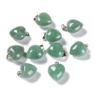 Natural Green Aventurine Pendants, with Platinum Brass Loops, Heart, 18~19x15~15.5x6~8mm, Hole: 6x2.5~3mm(G-I311-A06)