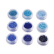 Glass Seed Beads, Round, Blue, 3mm, Hole: 1mm(DIY-X0272-3mm-02)