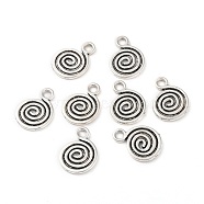 Tibetan Style Alloy Pendants, Lead Free, Cadmium Free and Nickel Free, Antique Silver, Round, 13.5mm wide, 18mm high, 1.5mm thick, hole:3mm(X-LF0135Y-NF)