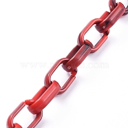 Handmade Acrylic Cable Chains, Imitation Gemstone Style, Flat Oval, Red, Links: 18.5x11.5x4.5mm, about 39.37 inch(1m)/strand(AJEW-JB00535-06)