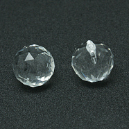 Transparent Glass Teardrop Pendants, Faceted, Clear, 23~25x21mm, Hole: 2mm(GLAA-E004)
