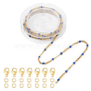 DIY Chain Bracelet Necklace Making Kit, Iincluding Golden 304 Stainless Steel Enamel Curb Chains & Jump Rings & Clasps, Blue, Chain: 2.5x2x0.8mm, 1M/set(DIY-TA0006-12C)