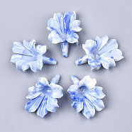 Synthetic Coral Beads, Dyed, Flower, Royal Blue, 31~32x23~24x9~10mm, Hole: 1mm(X-CORA-S026-23C)
