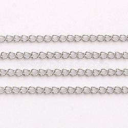 304 Stainless Steel Curb Chains, Twisted Chains, with Spool, Soldered, Stainless Steel Color, 4x3x0.45mm, about 82.02 Feet(25m)/roll(CHS-Q001-11A)