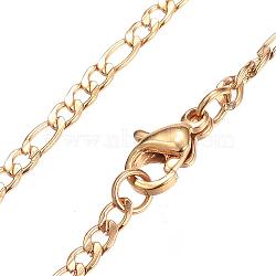 304 Stainless Steel Figaro Chain Necklaces, with Lobster Clasp, Golden, 19.7 inch(50cm), 2mm(STAS-F034-06G)