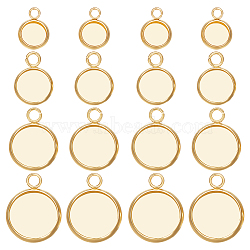 80Pcs 4 Styles 304 Stainless Steel Pendant Cabochon Settings, Plain Edge Bezel Cups, Flat Round, Real 18K Gold Plated, Tray: 6~12mm; 10~17.5x8~14x1.5~2mm, 20Pcs/style(STAS-BBC0002-33)