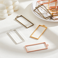 16Pcs 4 Colors Alloy Open Back Bezel Rectangle Pendants, for DIY UV Resin, Epoxy Resin, Pressed Flower Jewelry, Mixed Color, 48.5x20x3.5mm, Hole: 2.7mm, Inner Diameter: 41x17mm, 4pcs/color(FIND-LP0004-75)