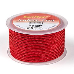 Braided Nylon Threads, Dyed, Red, 2.5mm, about 10.93 yards(10m)/roll(NWIR-Z001-20)
