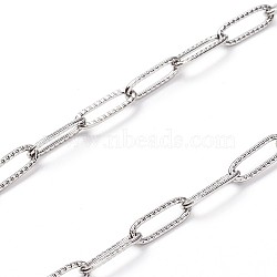 Stainless Steel Cable Chain, Soldered, with Spool, Stainless Steel Color, 12x4x1mm, about 16.4 Feet(5m)/roll(CHS-CJC0001-01P)