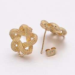 Alloy Star Stud Earring Findings, with Loop, Long-Lasting Plated, 16x14x4mm, Hole: 1mm, Pin: 0.6mm(PALLOY-O053-31)