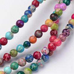 Natural Imperial Jasper Beads Strands, Round, Dyed, Colorful, 8mm, Hole: 1mm, about 48pcs/strand, 15.7 inch(G-I122-8mm-14)