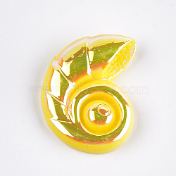 Resin Cabochons, AB Color Plated, Shell, Yellow, 22x30.5x8mm(CRES-T010-55D)