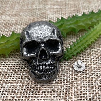 Alloy Solid Screw Rivets, DIY Leather Craft Nail, Skull, Antique Silver, 35x25x13mm