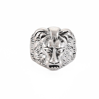 Men's Adjustable Alloy Rings, Chunky Lion Ring, Cadmium Free & Lead Free, Antique Silver, US Size 9 1/2(19.3mm)