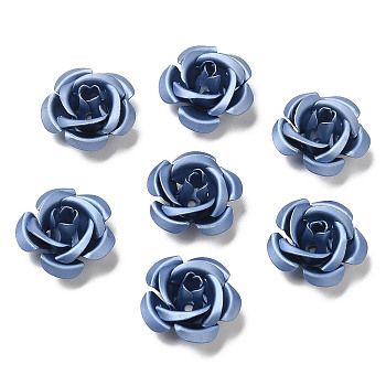 Aluminum Beads, Oxidation, Rose, Light Steel Blue, 15x15x9mm, Hole: 1.4mm
