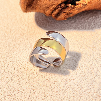304 Stainless Steel Adjustable Cuff Rings, Open Rings, Golden & Stainless Steel Color, 19mm, Inner Diameter: 18.2mm