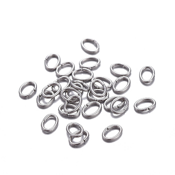 304 Stainless Steel Jump Rings, Open Jump Rings, Oval, Stainless Steel Color, 24 Gauge, 3.5x2.5x0.5mm, Inner Diameter: 1.5x2.5mm