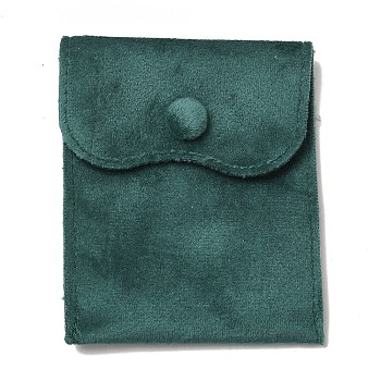 Velvet Jewelry Pouches, Jewelry Gift Bags with Snap Button, for Ring Necklace Earring Bracelet Storage, Rectangle, Dark Cyan, 9.9x7.9x0.2cm
