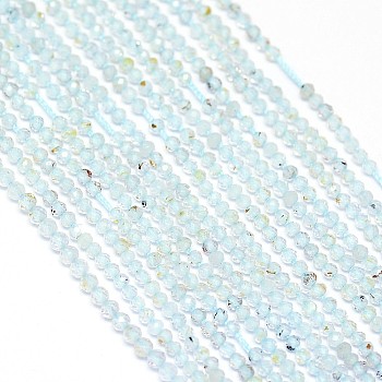 Natural Blue Topaz Beads Strands, Faceted, Round, 2mm, Hole: 0.5mm, about 170~180pcs/strand, 12.9 inch~13.3 inch(330~340mm)