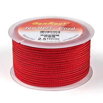 Braided Nylon Threads, Dyed, Red, 2.5mm, about 10.93 yards(10m)/roll